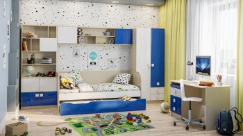 Детская комната Скай Люкс (Синий/Белый/корпус Клен) в Новотырышкино - novotyryshkino.mebel54.com | фото