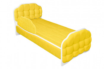 Кровать 180 Атлет 74 жёлтый (мягкий бортик) в Новотырышкино - novotyryshkino.mebel54.com | фото