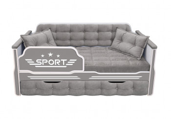 Кровать 180 серии Спорт 1 ящик 45 Серый (подушки) в Новотырышкино - novotyryshkino.mebel54.com | фото