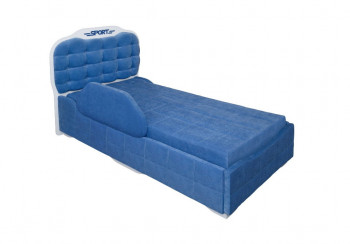 Кровать 190 Атлет Lux 29 Синий (мягкий бортик) в Новотырышкино - novotyryshkino.mebel54.com | фото