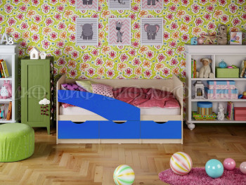 Кровать Бабочки 1,6м (Синий матовый) в Новотырышкино - novotyryshkino.mebel54.com | фото