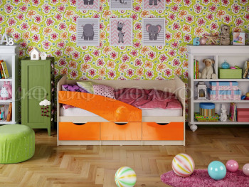 Кровать Бабочки 1,8м (Оранжевый металлик) в Новотырышкино - novotyryshkino.mebel54.com | фото