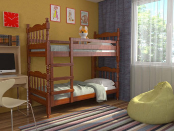 Кровать двухъярусная Соня из массива сосны 800*1890 Орех в Новотырышкино - novotyryshkino.mebel54.com | фото