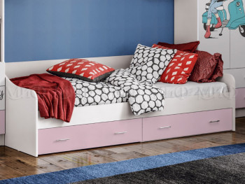 Кровать Fashion-1 Вега 0,9 м (Белый/Розовый) в Новотырышкино - novotyryshkino.mebel54.com | фото