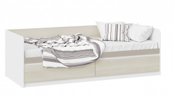 Кровать «Сканди» с 2 ящиками Дуб Гарден/Белый/Глиняный серый в Новотырышкино - novotyryshkino.mebel54.com | фото