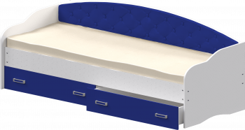 Кровать Софа-7 с мягкой спинкой (800х2000) Белый/Синий в Новотырышкино - novotyryshkino.mebel54.com | фото