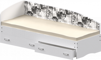 Кровать Софа-9 с мягкой спинкой с рисунком Милана (900х1900) Белый в Новотырышкино - novotyryshkino.mebel54.com | фото
