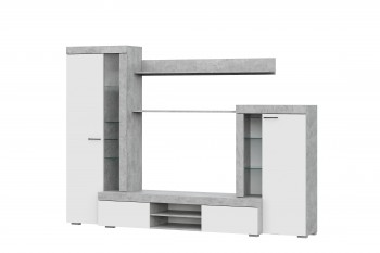 Мебель для гостиной МГС 5 Цемент светлый / Белый в Новотырышкино - novotyryshkino.mebel54.com | фото