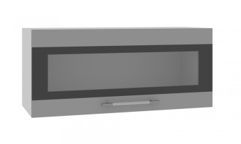 Норд ШВГС 800 Шкаф верхний горизонтальный со стеклом (Софт черный/корпус Белый) в Новотырышкино - novotyryshkino.mebel54.com | фото