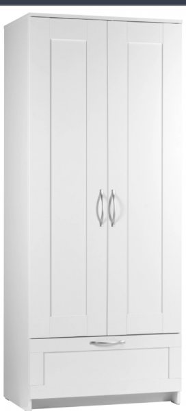 Шкаф двухдверный Сириус с 1 ящиком белый в Новотырышкино - novotyryshkino.mebel54.com | фото