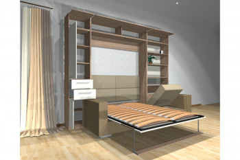 Шкаф-кровать с диваном Каролина в Новотырышкино - novotyryshkino.mebel54.com | фото