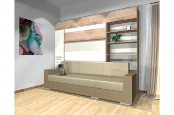 Шкаф-кровать с диваном Каролина в Новотырышкино - novotyryshkino.mebel54.com | фото