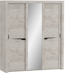 Шкаф трехдверный Соренто с раздвижными дверями Дуб бонифаций/Кофе структурный матовый в Новотырышкино - novotyryshkino.mebel54.com | фото