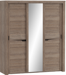 Шкаф трехдверный Соренто с раздвижными дверями Дуб стирлинг/Кофе структурный матовый в Новотырышкино - novotyryshkino.mebel54.com | фото